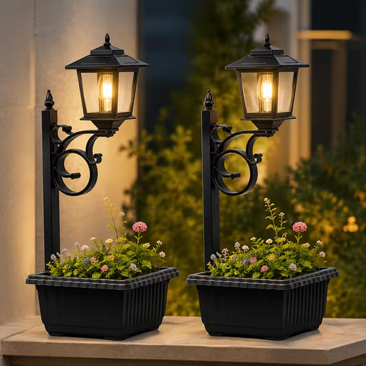 Solar Lantern Planter Post Light