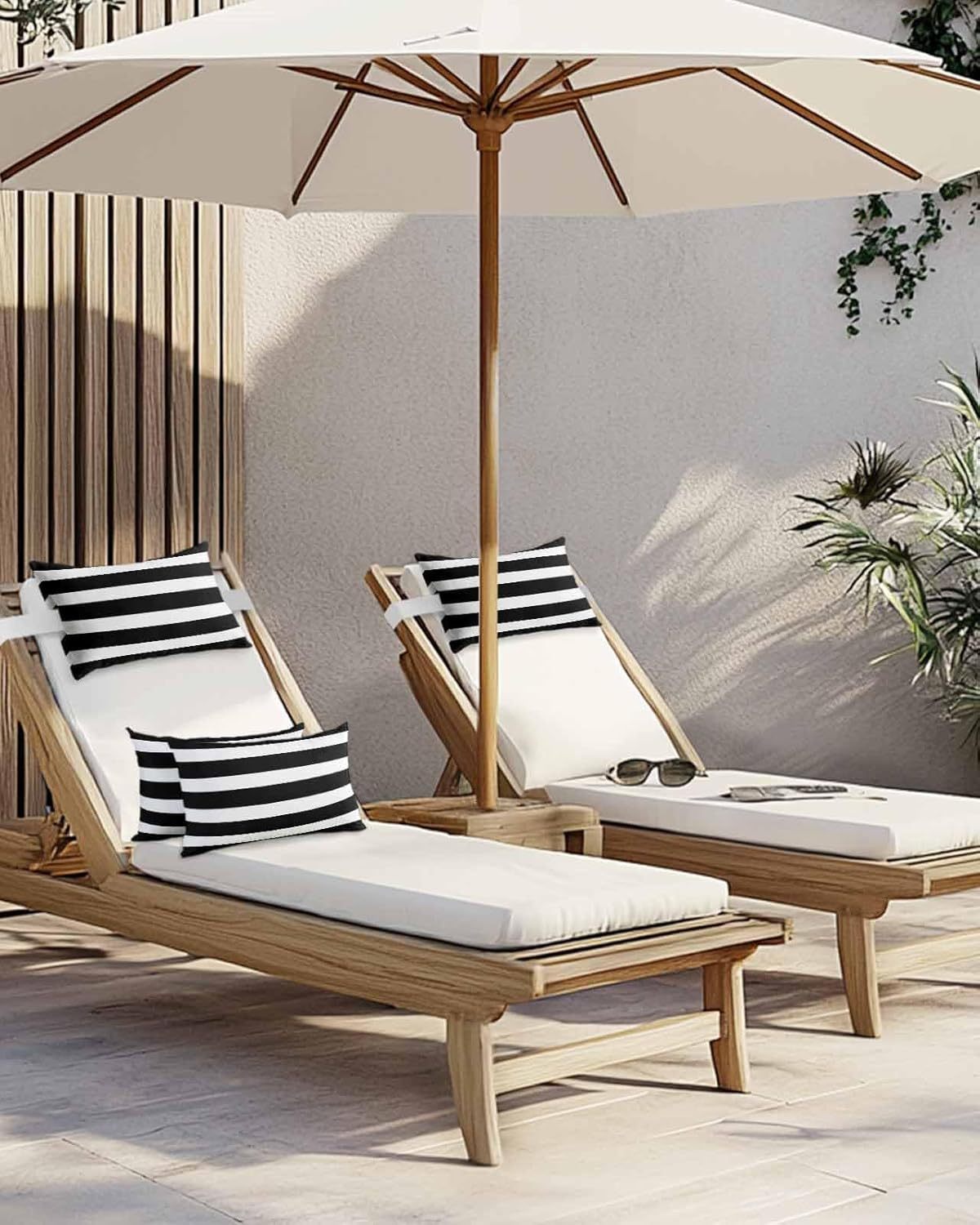 Striped Outdoor Lumbar Pillow — Set of 2