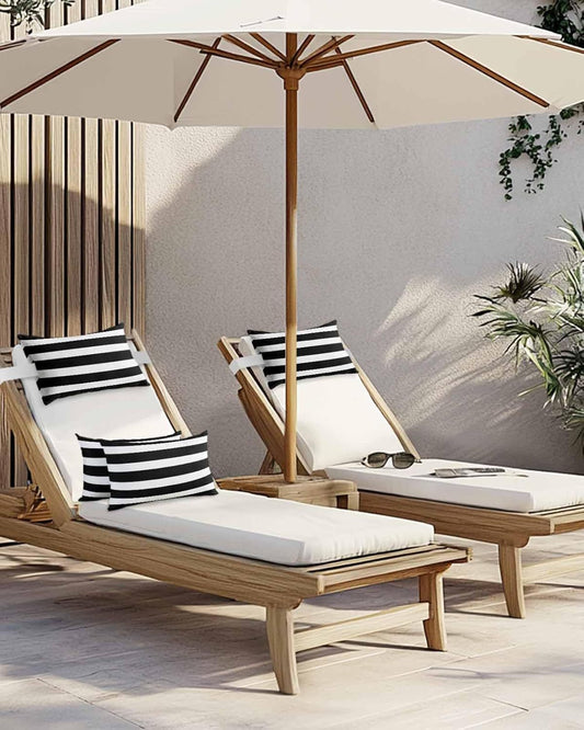 Striped Outdoor Lumbar Pillow — Set of 2