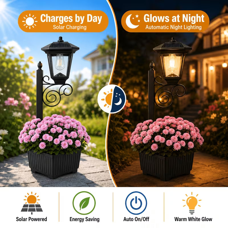 Solar Lantern Planter Post Light
