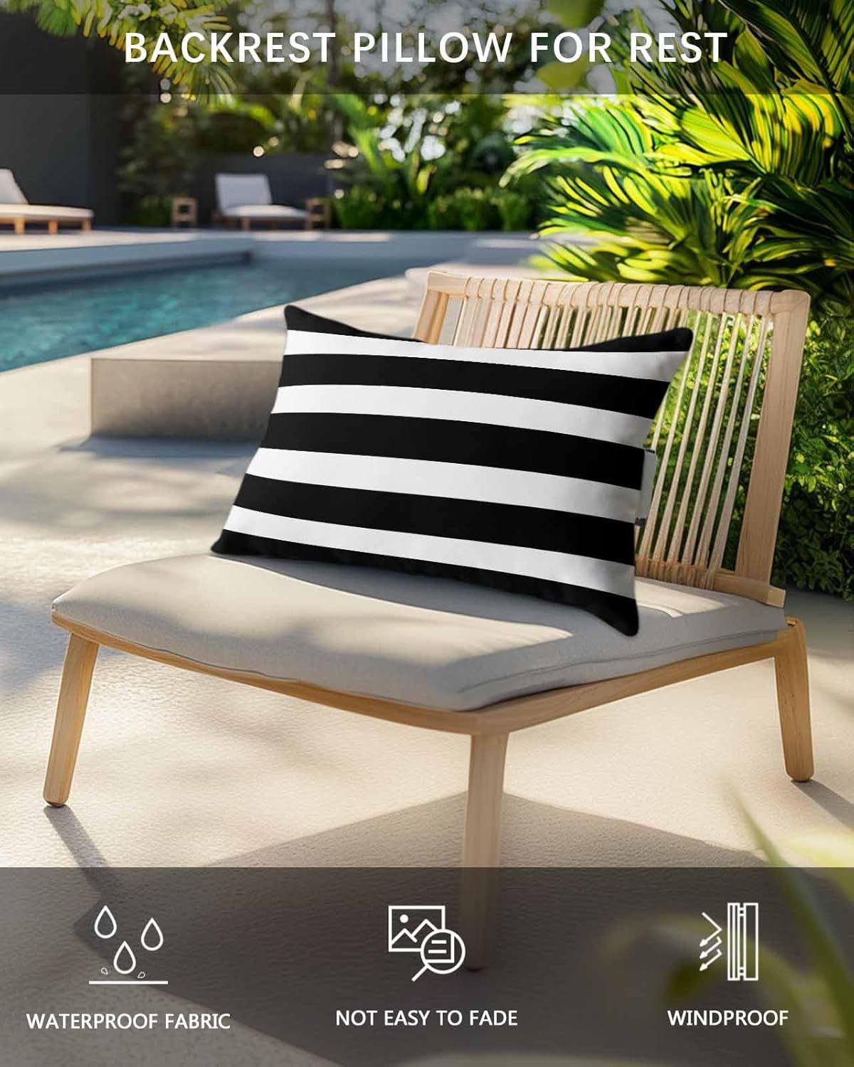 Striped Outdoor Lumbar Pillow — Set of 2