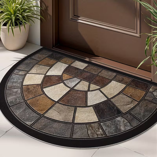Stone-Look Semicircle Doormat