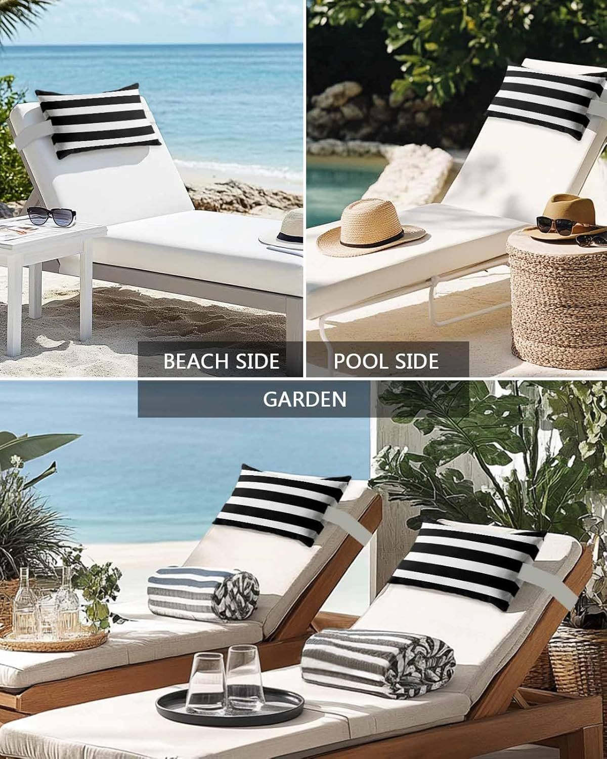 Striped Outdoor Lumbar Pillow — Set of 2