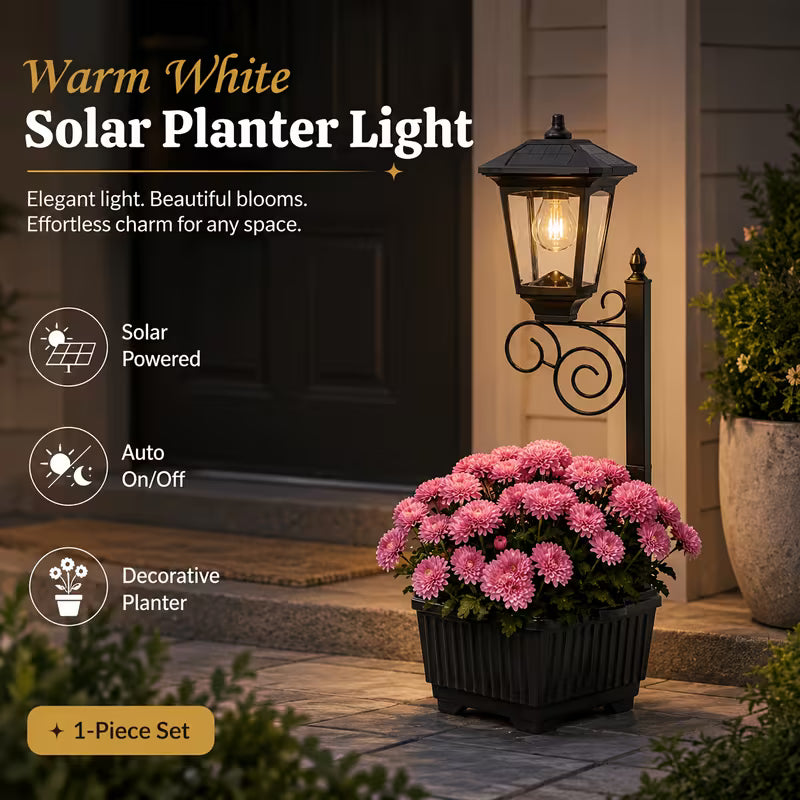 Solar Lantern Planter Post Light