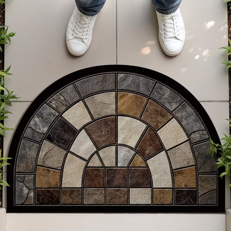 Stone-Look Semicircle Doormat